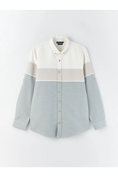 LC Waikiki Cămașă pentru bărbați LCWAIKIKI Classic Green Regular Fit cu mânecă lungă Dobby