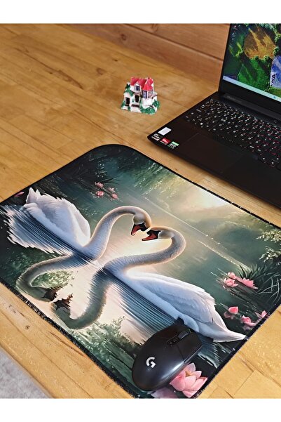 sgeteknoloji Sge Technology 55X45 cm Swan Anti-Slip Base Speed Surface Gamer Mouse Pad Gaming Pad