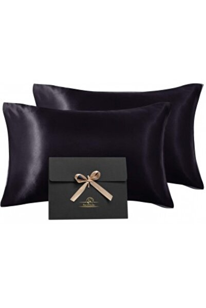 Casa de bumbac Satin pillowcase for skin and hair, Casa de Bumbac, set of 2, black