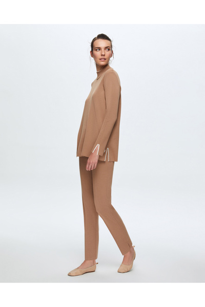 MISS DALIDA T24K-6017 Renk Şeritli Triko Tunik COMO-CAREMEL