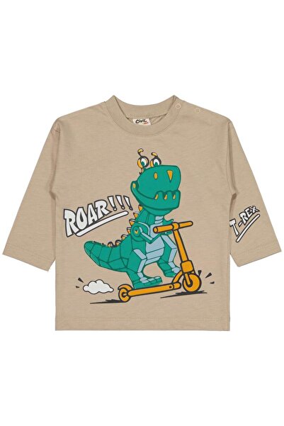 Civil Baby Dinazor Nakışlı 6-18 Ay Sweatshirt - Bej 18-24 Ay