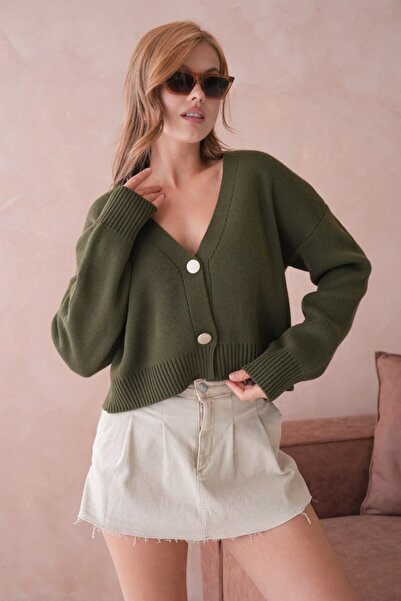 Miss Allos Women's Button Detailed Long Sleeve Knitwear Cardigan