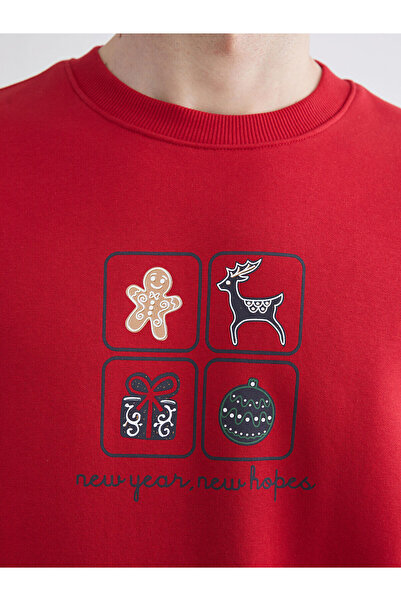 LC Waikiki Ανδρικό φούτερ με λαιμόκοψη με θέμα τα Χριστούγεννα