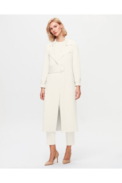 MISS DALIDA Beli Kemerli Uzun Ekru Hırka