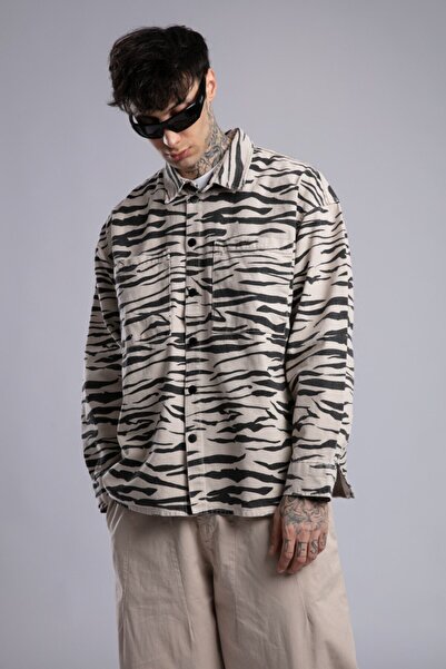 catchjeansro Catch Studios Oversized Jacket Shirt – Tiger Print Streetwear