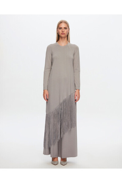 MISS DALIDA T24Y-7007 Örgü Teknikli Bol Paça Pantolon 1381-DARK GREY