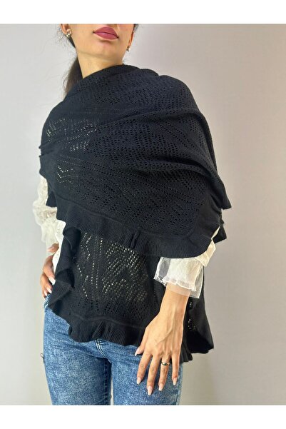 Gönülden Tasarım Triko Patterned Ruffled Kadi Shawl 160X75 cm