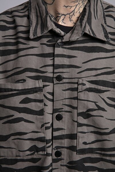 catchjeansro Catch Studios Oversized Jacket Shirt – Tiger Print Streetwear