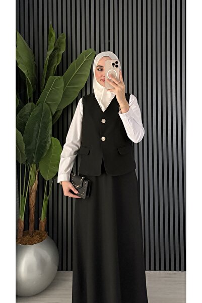 Molly Nelly Women's Elegant Vest Flared Skirt Hijab Set