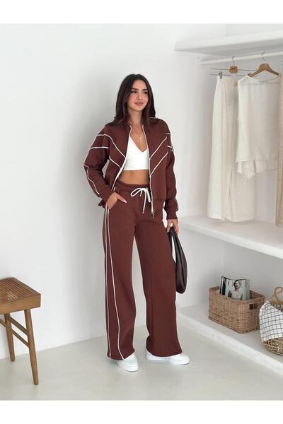 Jeevee Σετ αθλητικής φόρμας ψηλός λαιμός 3-κλων με φερμουάρ με ρίγες αντίθεσης