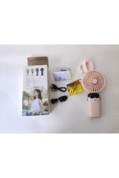 LEIBOO Portable 3-in-1 Fan (Handheld/Desk/Neck), 5 Speeds, USB, 12h, Foldable, LCD - Pink