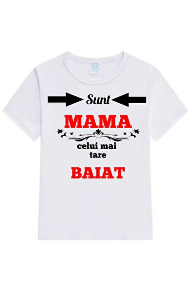 MARİ Tricou personalizat, alb ,,sunt mama celui mai tare băiat"