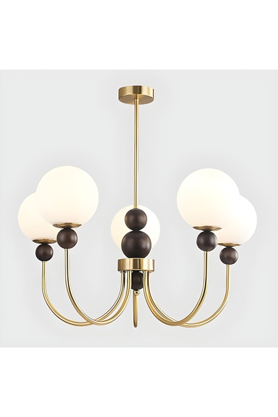 Ömür Avize nilüfer 5 li sarkıt beyaz camlı avize