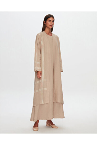 MISS DALIDA T24Y-8010 Pul Detaylı Keten Kaftan BEİGE