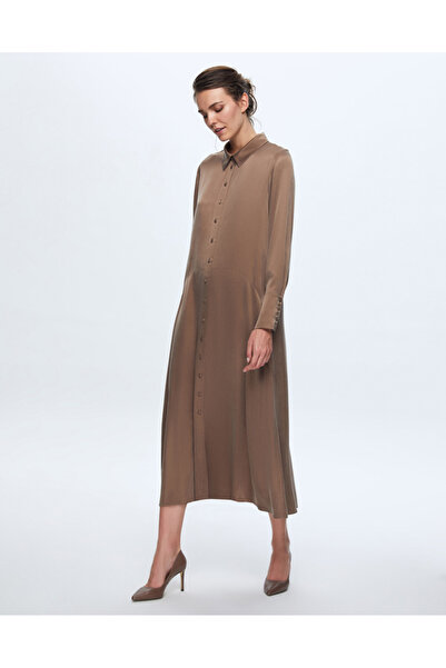 MISS DALIDA T24K-4006 Uzun Kupro Elbise CARAMEL