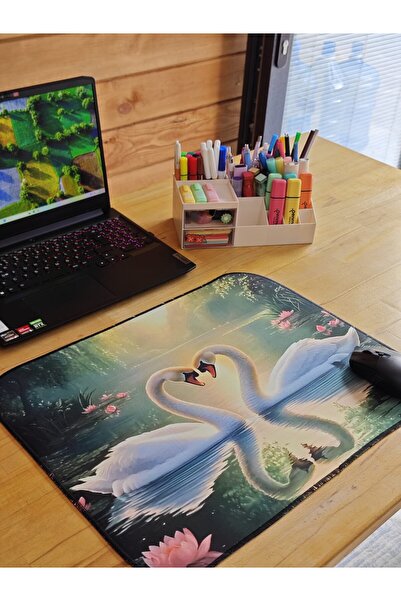 sgeteknoloji Sge Technology 55X45 cm Swan Anti-Slip Base Speed Surface Gamer Mouse Pad Gaming Pad