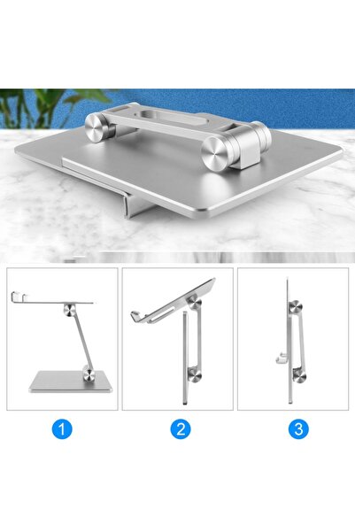 OEM Desktop stand for tablet or , aluminum, adjustable angle, foldable, silver