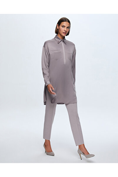 MISS DALIDA T24K-6028 İki Cepli Kupro Tunik MİNK