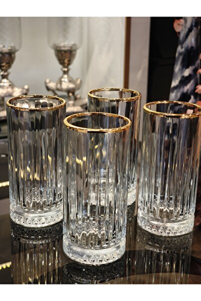 P&ORA PREMIUM KITCHEN PRODUCTS Elysia Real Gilded 4-Piece Soft Drink Glass Set 280 Cc