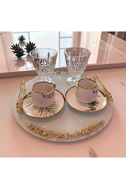 Online Home Market طقم صينية تقديم القهوة مكون من قطعتين من Promise & Engagem...