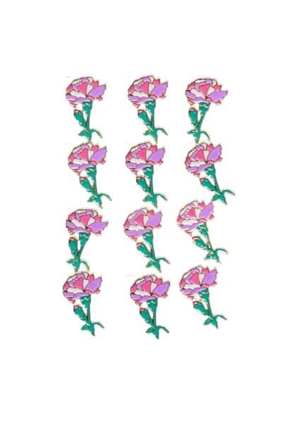 GOLD MARKET Set de 12 broșe cu insignă de mărțișor, model 105, garoafă roz