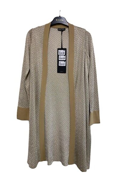 MISS DALIDA T24Y-9027 Zigzag Desenli Parlak Triko Hırka BLACK ECRU