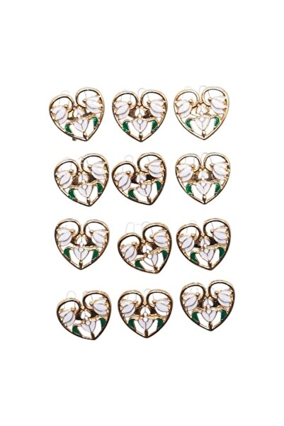 GOLD MARKET Set 12 Martisoare Brosa tip insigna, Model 67, 3 Ghiocei in Inima