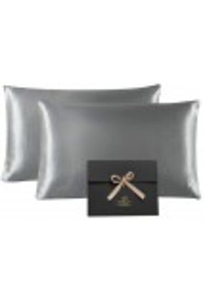 Casa de bumbac Satin pillowcase for skin and hair, Casa de Bumbac, set of 2, gray