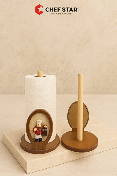 Chefstar Wooden Mixed Figure Paper Towel Holder – Decorative and Sturdy Roll ...