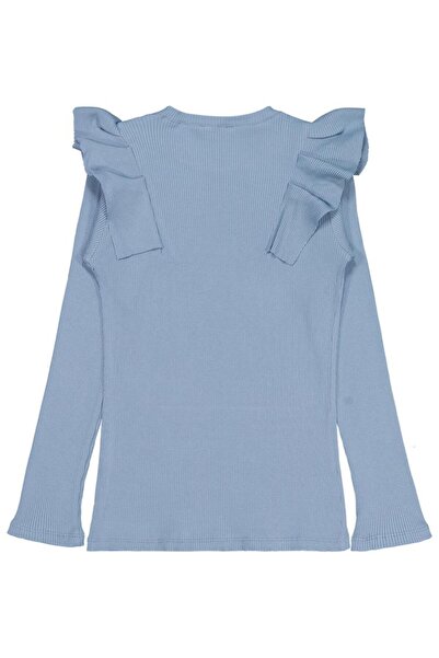 Civil Girls Shoulder Ruffle Sweatshirt for Ages 10-13 - Blue 11-12 Years