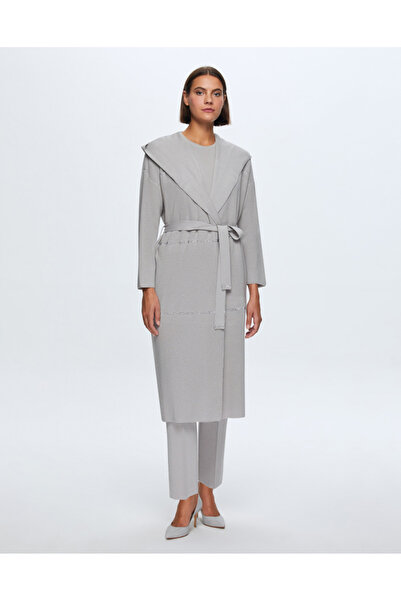 MISS DALIDA T24K-9009 Taş Şeritli Triko Uzun Hırka VİLLA-GREY