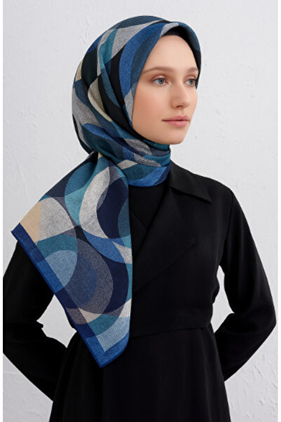 Vissona Шовковий шарф Tivil 17647 - 8 - 0031 Індіго-синій текстурований візерунок