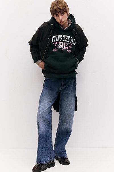 Pull & Bear Kapüşonlu 91 grafik sweatshirt