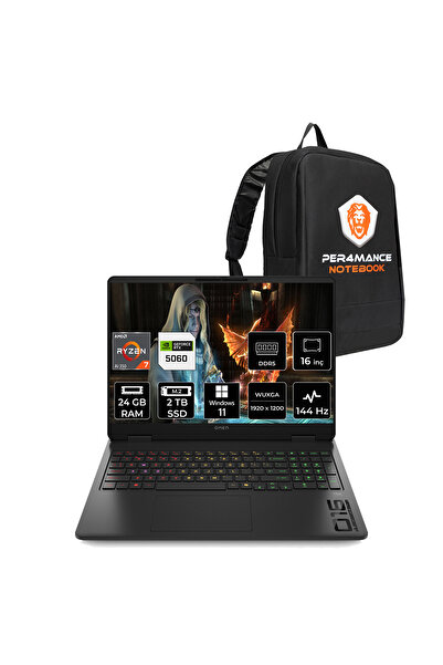 HP Omen16 Ryzen AI 7-350 24GB 2TB SSD RTX5060/8GB 16" FHD+ 144Hz W11H Gaming ...