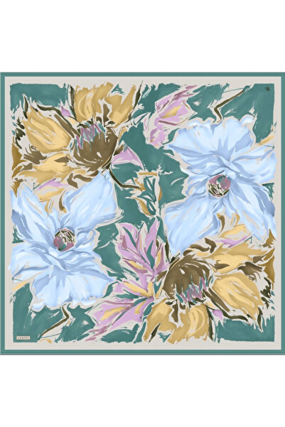 Armine Çiçek Desenli Saf İpek Twill Eşarp 9337D 50