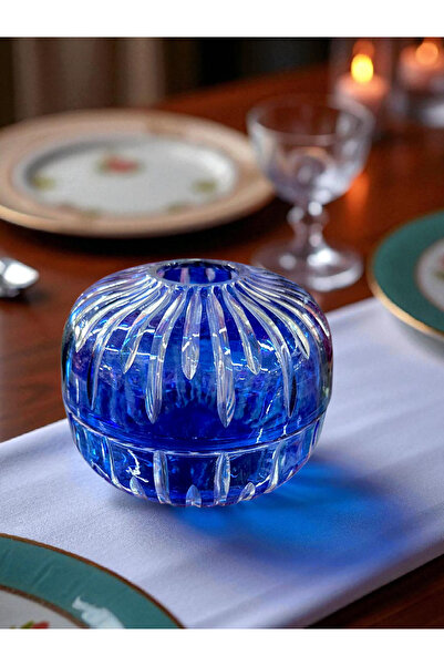 AYZ HOME Blue Cut Crystal Glass Handmade Design Napkin Holder/ Invitation -Or...