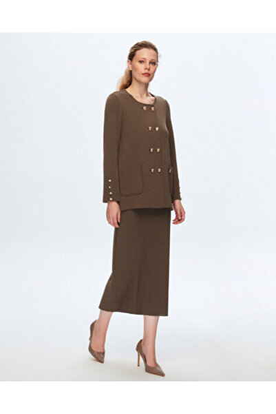 MISS DALIDA T24K-2013 A Kesim Düz Renk Etek DATA-BROWN