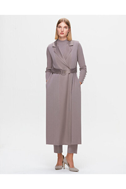 MISS DALIDA T25K-1000 Cupro Detaylı Triko Yelek SCURE-MİNK