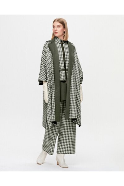 MISS DALIDA T25K-7002 Piyedepul Desenli Bol Paça Triko Pantolon FARAD-GREEN