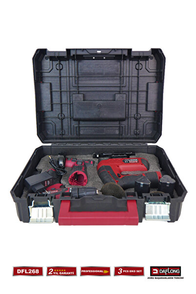 DAFLONG PRO BAKIR SARGILI MİNİ 3'LÜ HOBİ SETİ 76MM TAŞLAMA+Ş.DEKUPAJ+ARMUT BATARYA MATKAP DFL-268E