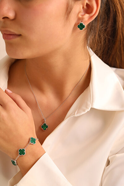 ADA LİFE GÜMÜŞ 925 Ayar Gümüş Yonca Model 3 Lü Set (ÖZEL KUTULU)