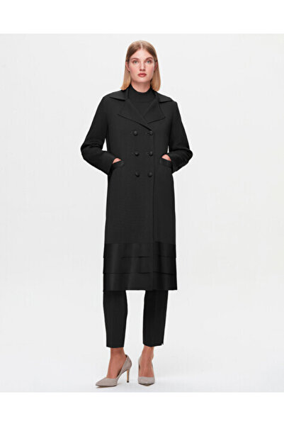 MISS DALIDA T25K-9014 Etek Ucu Deri Hırka BLACK