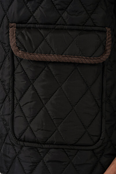 Bigdart Kadın Siyah Kahve Kapitone Oversize Mont 5229