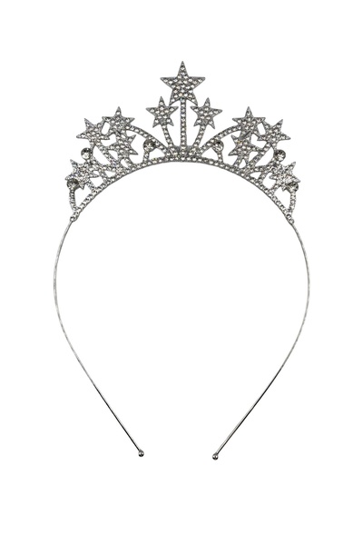 kidspartim Coroană de lux cu stele din piatră metalică argintie