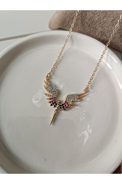 NAS fashion Kadın Gold Zirkon Taşlı Mikail Meleği Kolye