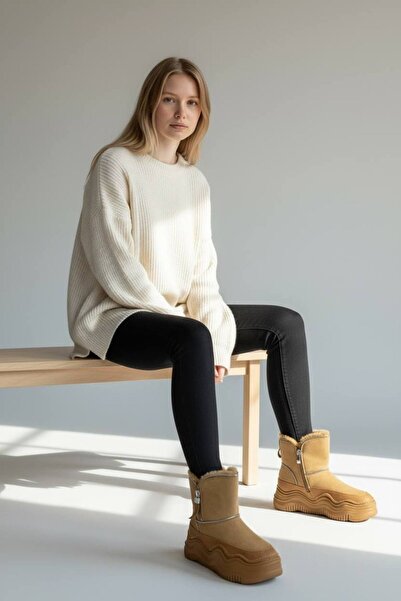 Guja Kadın Nubuk Deri Kürklü Günlük Bot 438