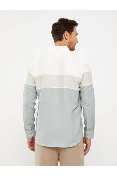 LC Waikiki Lcwaikiki Classic Green Regular Fit Long Sleeve Dobby Men's Shirt