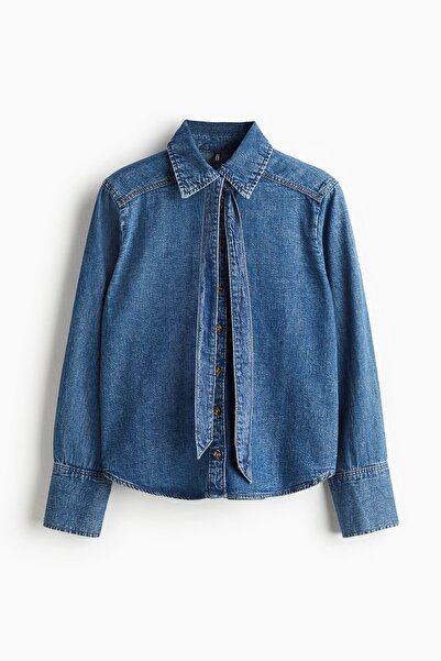 H&M Fiyonk Detaylı Kot Bluz