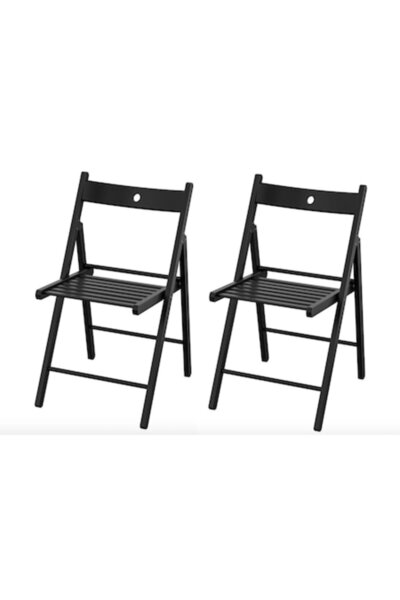 OEM Set 2 scaune pliabile, negru, lemn, 77 cm