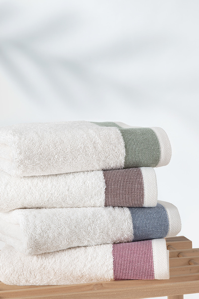 Yataş Kayla 4-Piece Hand / Face Towel Set - Ecru / Colored